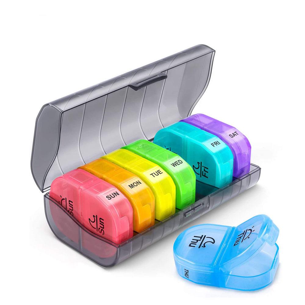 Weekly Pill Organizer with 7 Detachable Pill Case 2 Times a Day AM PM Pill Box to Hold Medicine Medication Vitamins and Fish Oil