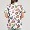 Women's Fruit And Floral Print Loose V-Neck Pocket Short Sleeve Uniform Uniform
