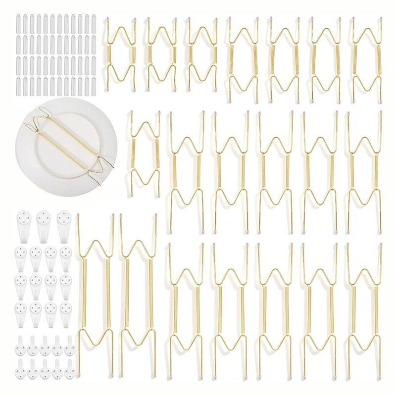 J1UL1N 20 Pcs Plate Hangers 4-12 Inch W/ Nails & Rubber Protectors