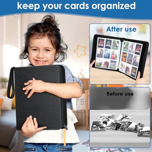 900 Pocket Trading Card Binder - 9-Pocket Black Card Album with Acid-Free Pages for Standard Sport & Game Cards - Durable Card Storage Binder