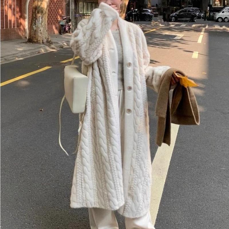 

Длинная теплая мягкая куртка из искусственного кроличьего меха, женская модная высококачественная зимняя повседневная плюшевая куртка, женская утолщенная роскошная верхняя одежда, новинка XL белый