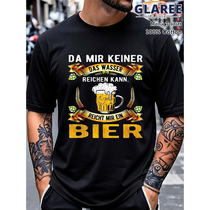 Men'S Humorous T-Shirt for Beer Enthusiasts - Black Featuring German Beer Quotes | Lightweight Casual Top for Gatherings, Pubs, Presents - Washable