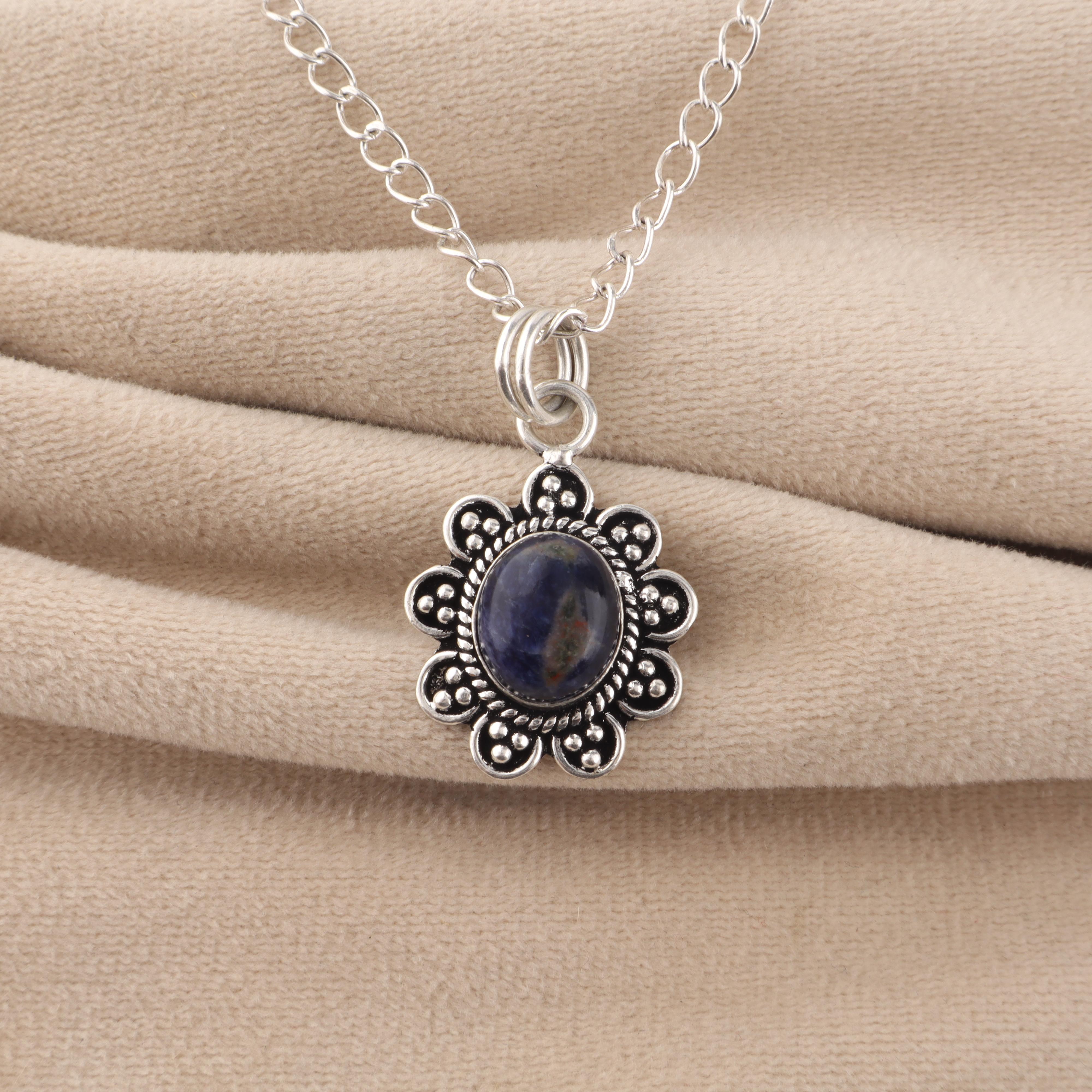 

Натуральный камень содалит, серебро 925 пробы, дизайнерская женская подвеска 1,37 , подарок для нее CP-40-32