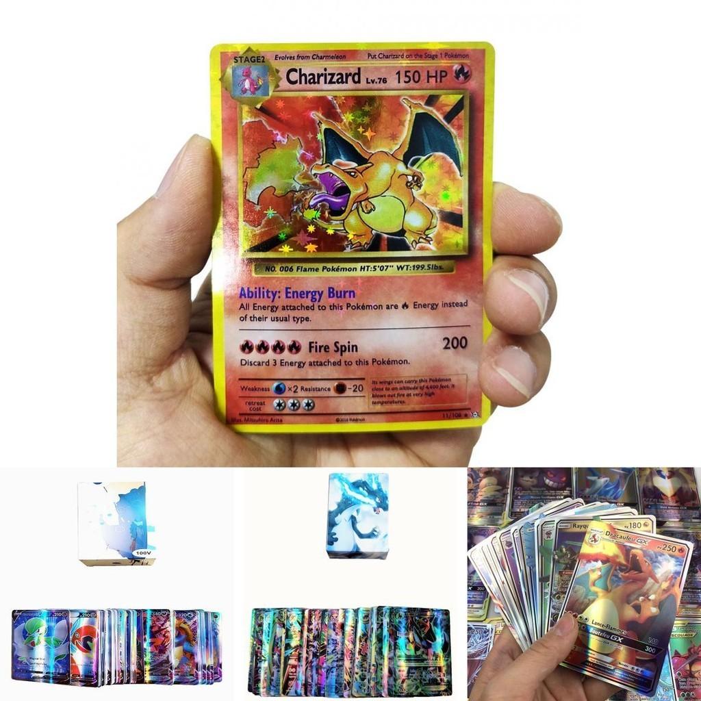 Exquisites Pokemon Tcg Kartenset mit 100 Karten, einschließlich Vmax, Gx und Mega-Features
