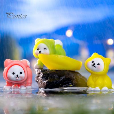 Mini Dog Ornament Fairy Tale Miniature Figurine Adorable Resin Raincoat Dog Statue for Home Garden Decoration