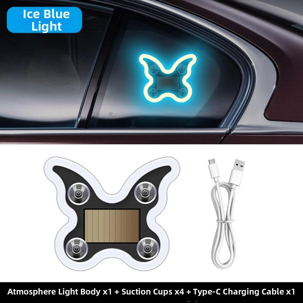 Solar Powered Car Neon Lights Suction Cup LED Ambient Light  Vehicle Atmosphere Lighting