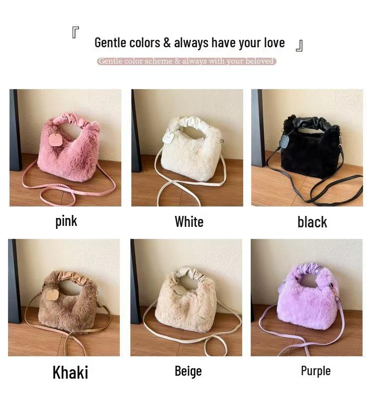 Mink-style Pleated Plush Handbag & Crossbody Bag for 2025