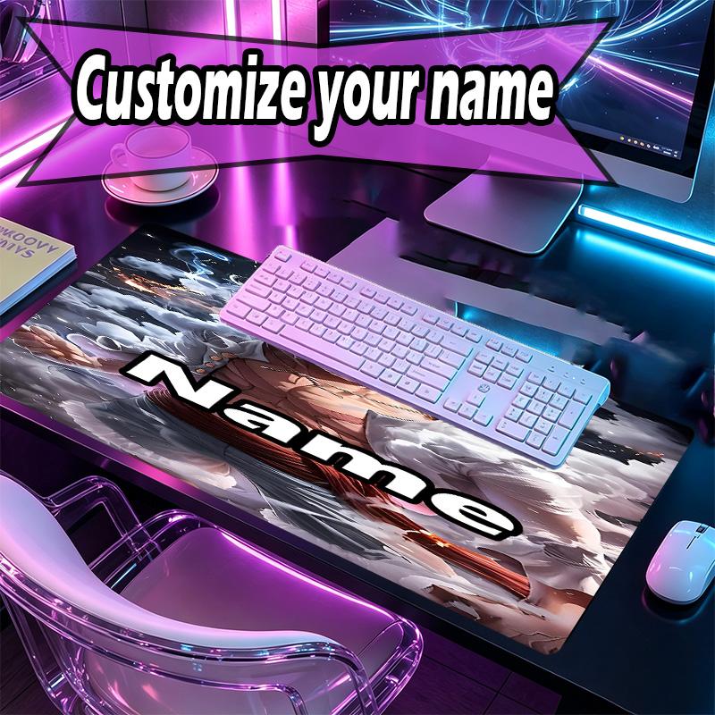 Custom Name Personalized Anime Pattern Mousepad, Laptop PC Desk Mat, Decorative Desk Mat for Home Keyboard Pad Gift