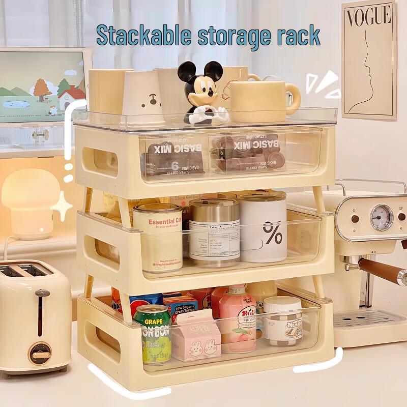 Desktop Stackable Storage Organizer with Transparent Drawers