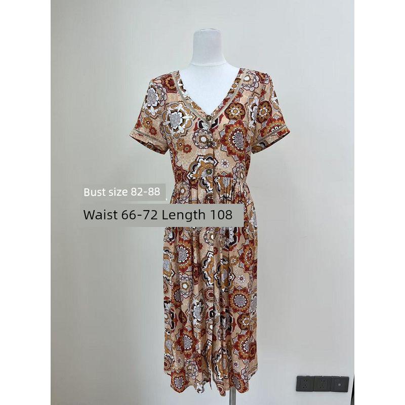 

Foreign Trade Original Garment Original Order Bright and Bright Niche Design Sense Dress Vacation Floral Skirt Long dress Series 10 No. 24 color All yards