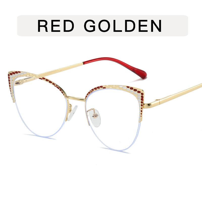 

Cat S Eye Half Frame Anti-Blue Light Level Glasses Female Ins New Snakeskin Pattern Metal Glasses Frame Computer Goggles