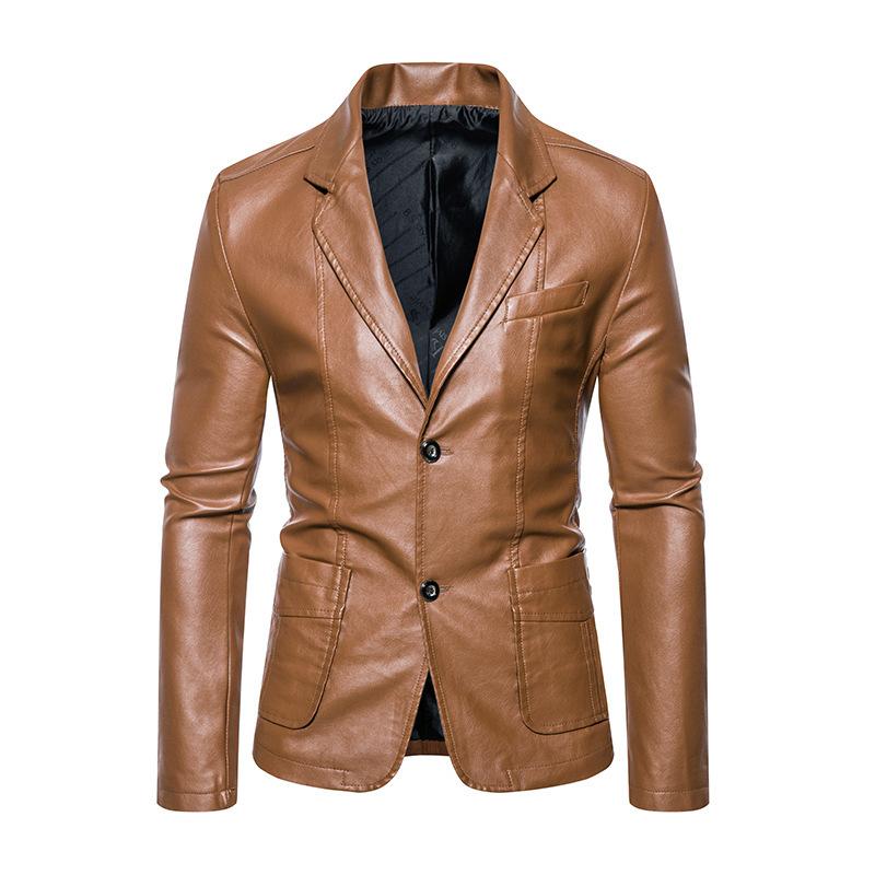 Men's Leather Suit Autumn New Casual Jacket Korean Style Slim Lapel Leather Suit Leather Jacket Men's Trend