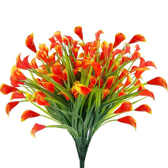 Künstliche Calla-Lilien, Strauß, realistische Kunstblumen, UV-beständig, Kunst-Calla-Lilien für Blumenarrangements in Vasen im Innenbereich, Dekoration für den Außenbereich, 10 Stück