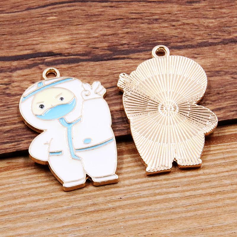 6 Style Medical Charm Jewelry: Drip Oil Stethoscope, Syringe, Heart Pendants in 2 Base Colors