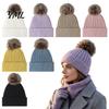 Cozy Knit Hats for Ponytails Winter Knitted Hat Women, Cold Weather Fleece Lined with Pom Breathable Warm Headwear Pom, Chunky Snow Hat, Soft