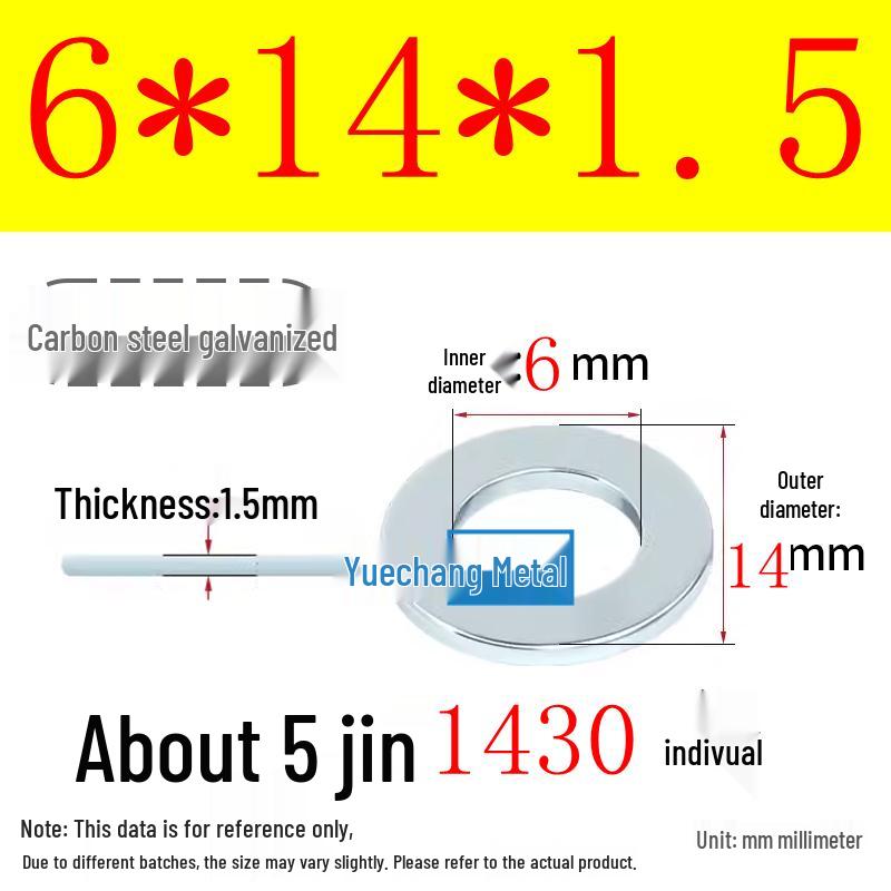 Galvanized Iron Flat and Square Washer Set - Thick, Enlarged, Extra Large, and Special Shapes