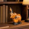 Hand-Carved Teak Wood Elephant Figurine Warm-Toned Wooden