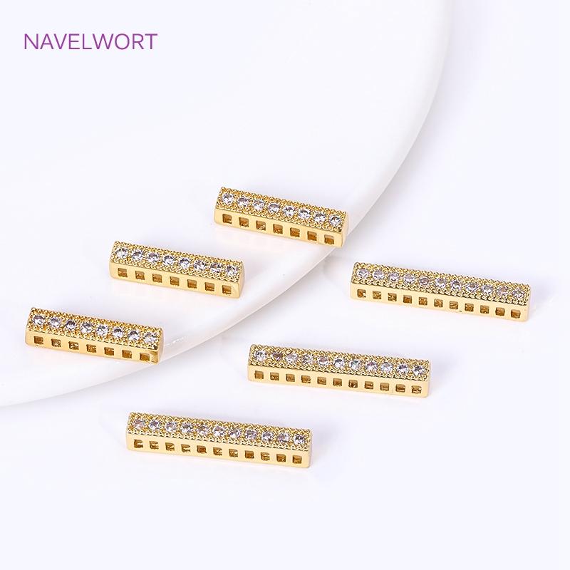 Trendy 18K Gold Plated Brass Cuboid Multiple Rows Separator Spacer Bars For Pearl Necklace Findings,DIY Jewelry Making Supplies