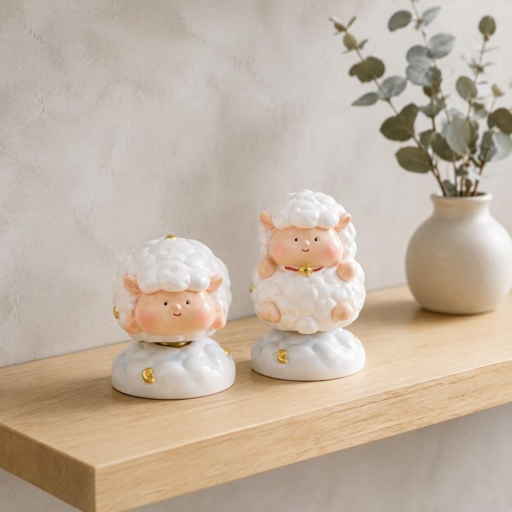 Cartoon Rotating Sheep Figurine Resin Lamb Ornament Creative Fidget Toy  Office