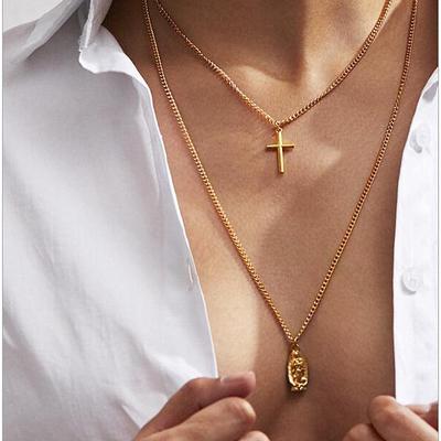 Classic Cross Multi-layer Necklace Jesus Virgin Mary Chain Pendant Necklace for Women Jewelry Gift
