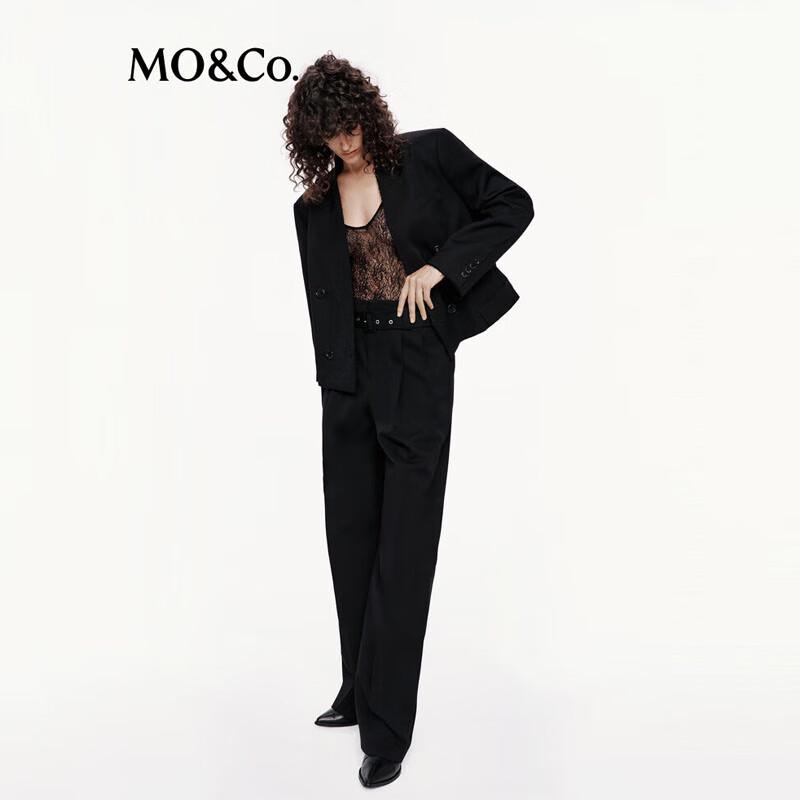 MO&Co. Women's High-Waist Wide-Leg Wool Trousers