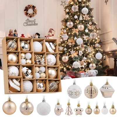 42 Stück 6 cm Weihnachtskugel Champagner Weihnachtsbaum Hängeanhänger Ornamente Weihnachten Heimdekoration 2026 Neujahrsparty Geschenke