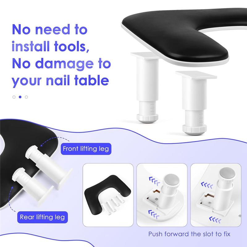 Good-Manicure Arm Rest For Nails Tech: U-Shaped Adjustable Nail Armrest -PU Leather Hand Stand Rest For Manicurists