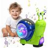 Glowing & Music-Playing Crawling Snail Toy, Auto-Sensing Interactive Musical Toy for Toddlers – Holiday/Birthday Gift (Green+Brown)