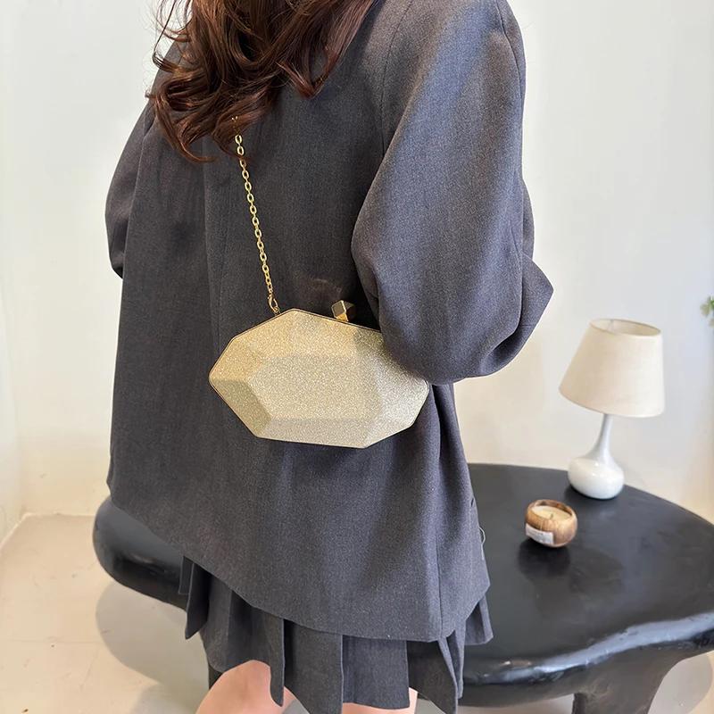 Acrylic Shoulder Bag with Chain Monochromatic Simple Elegant Mini Soft Versatile High Quality