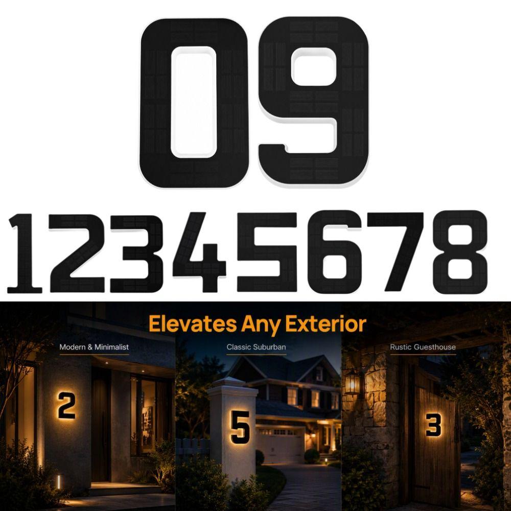 Highlighting LED House Number Plaque IP65 Waterproof Solar Digital Doorplate Home