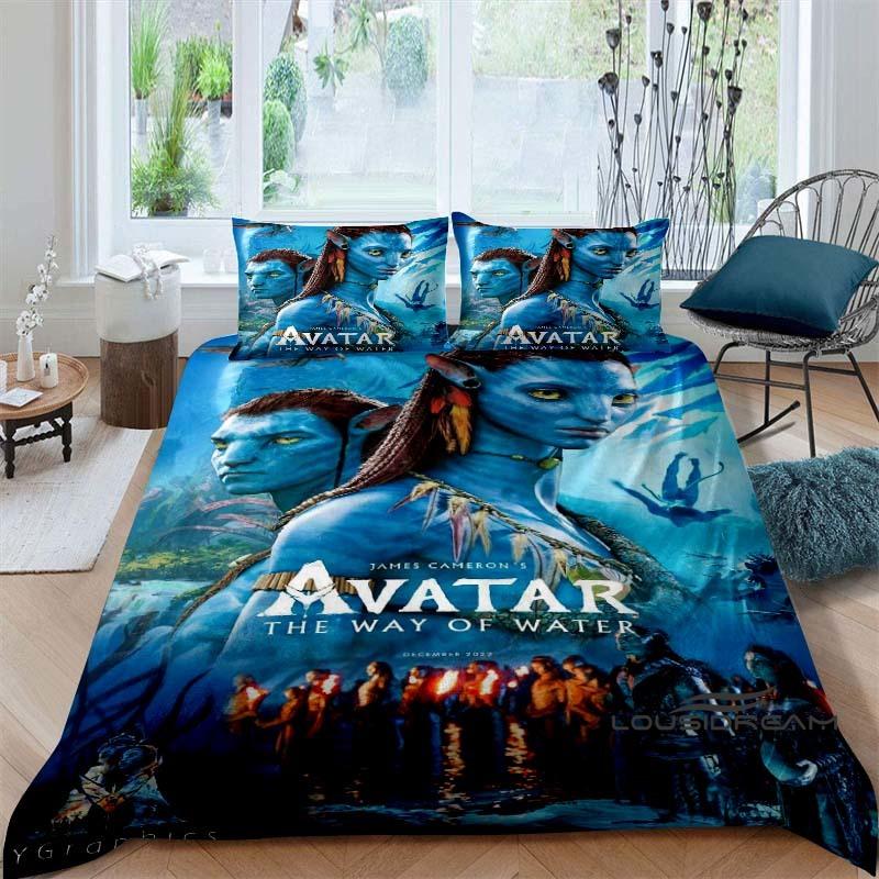 

The Avatar: The Way of Water Print Bedding Set Includes 1 Duvet Cover and 2 Pillowcases, Offering Luxurious Comfort. 135x200cm