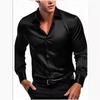 2026 Men's Business Long Sleeve Shirts Button Up Night Club Bright Surface Shirt Rock and Roll Style