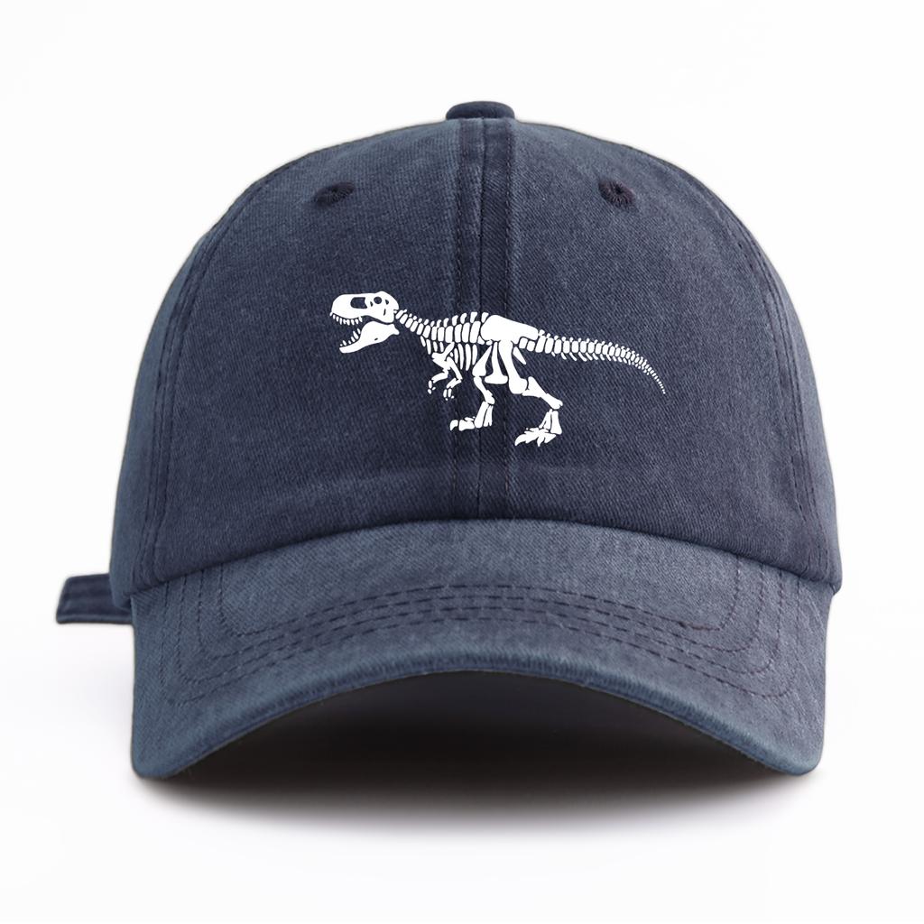 1 Stück T-Rex-Aufdruck Gewaschene Baseballkappe für Erwachsene Minimalistischer Retro-Stil Lässig Weich Verstellbar Papa-Hut Perfekt als Geschenk