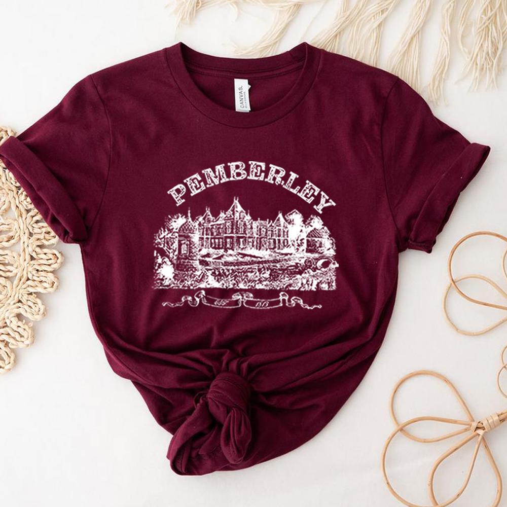 Pemberley T Shirt Pride and Prejudice Tshirt Aesthetic Literary Tee Jane Austen Tops Bookworm Shirts Book Lover Gifts for Women