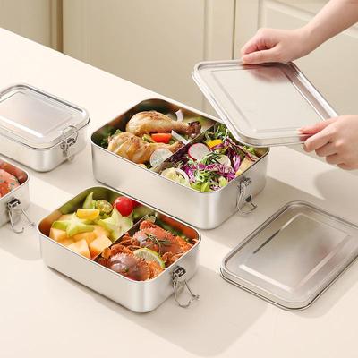 304 Stainless Steel Bento Lunch Box with Lid - Food Grade for Students and Office Workers