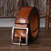 4.3Cm Wide Thickened First-Layer Cowhide Belt Men'S Genuine Leather Pure Copper Pin Buckle Simple Retro Casual Jeans Belt