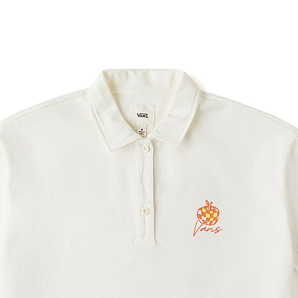 Vans Logo Print College Style Short Sleeve Polo Shirt Women Polo Shirts Off-White VN000GTAFS8