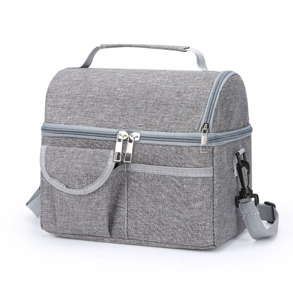 New Dual Durable Compartment Insulated Lunch Box Large Capacity Leak-proof Cooler Bag Multifunctional Lunch Tote Men Women