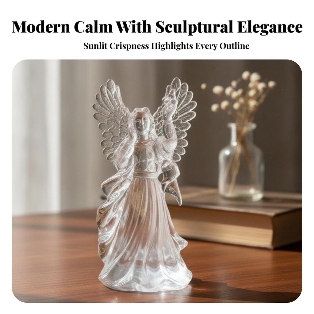 Angel Figurine Acrylic Decor Clear for Bedside Table, Holiday Display