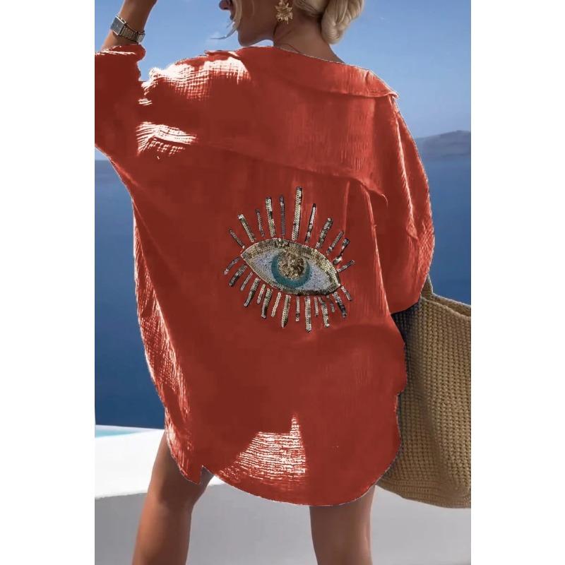 

JKASHDK Женские Модные Повседневные Весенне-Осенние Блузки и Рубашки с Длинным Рукавом и Воротником ПОЛО S оранжевый