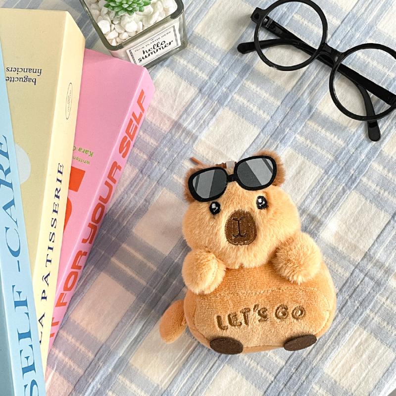 

Cartoon Cute Capybara Key Ring Creative Pulling Rope Capybara Pendant Kawaii Backpack Decoration Accessories Gifts as the picture