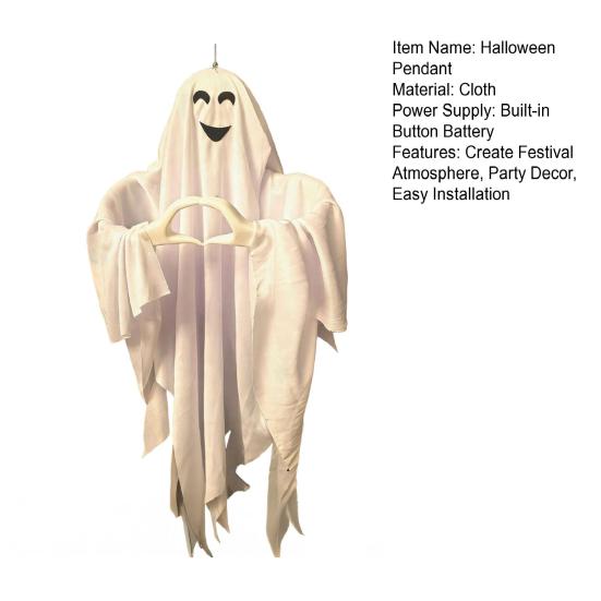 Halloween Ghost Pendant, Heart Hand Gesture Cloaked Ghost Messenger Statue, Luminous Eyes Light Up, Halloween Outdoor Lawn Ornament, Haunted House