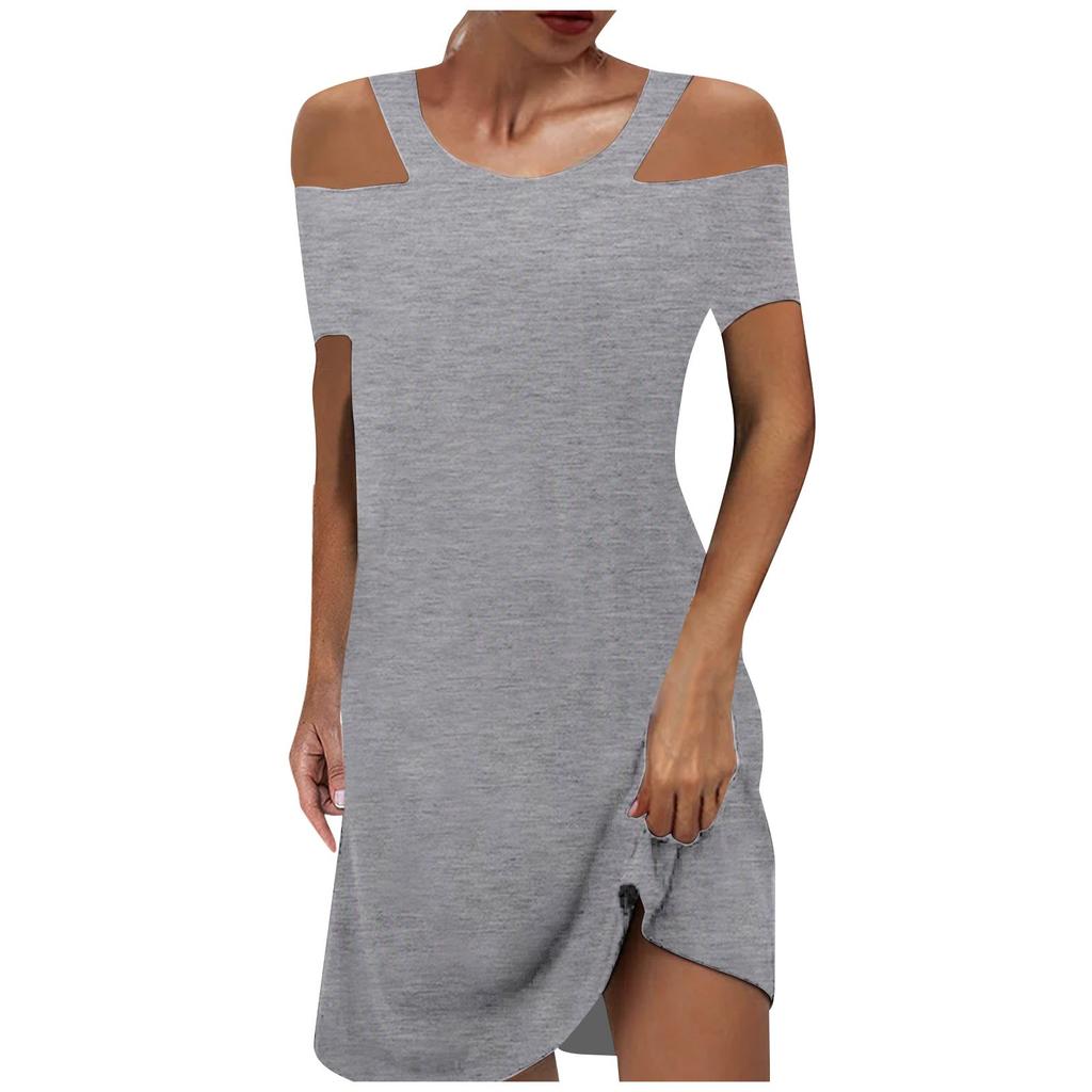 Damen Sommerkleider für Frauen 2022 Einfarbiges trägerloses Freizeitkleid