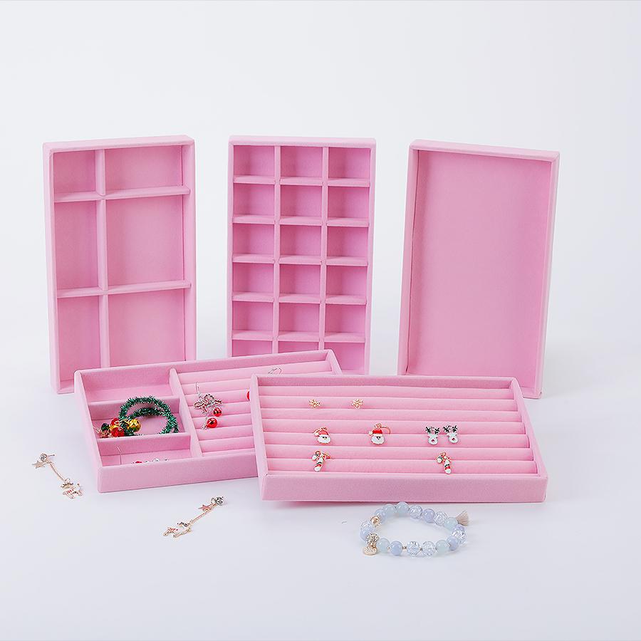 1PC, Flocking Jewelry Box Jewelry Tray, Color: Pink