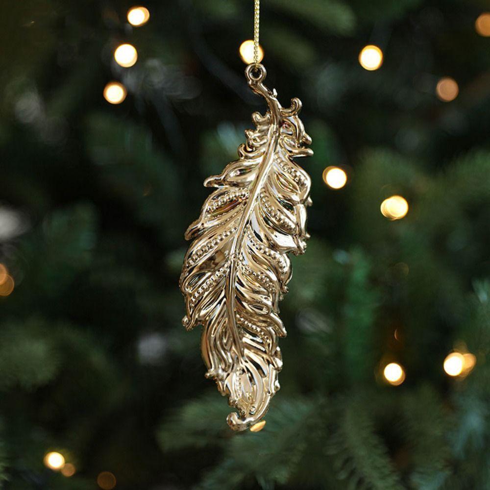 Plastic Christmas Gold Plating Hanging Pendant Snowflake Butterfly Christmas Tree Ornaments Elk Decorative Angel Xmas Pendants