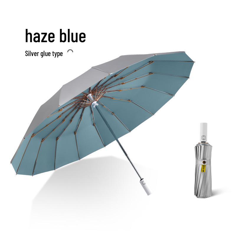 Retro 16-Bone Automatic Sun & Rain Parasol: Cooling, Anti-UV, Folding, Dual-Use Umbrella for Women