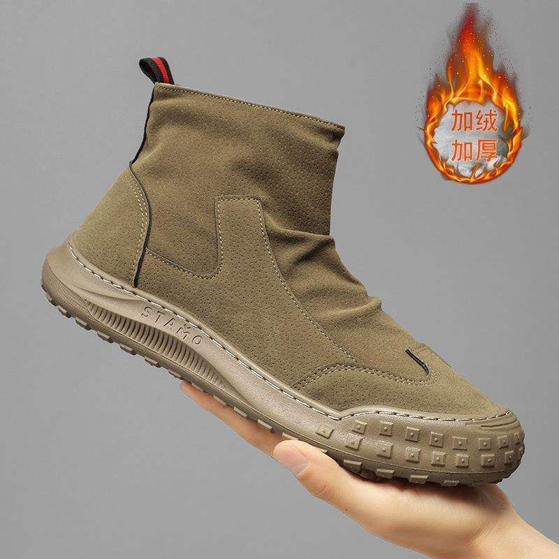 Martin Stiefel 2025 Winter neue Herren High-Top Trend vielseitige Arbeitsschuhe Baumwollschuhe Retro kurze Stiefel Samtstiefel