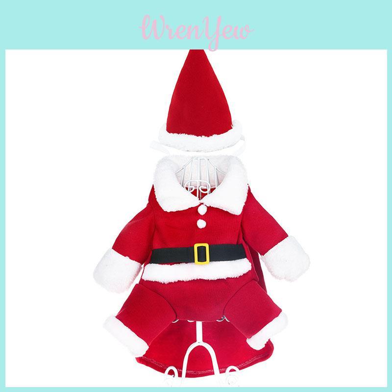 Rozkošný červený vánoční kostým Santa Clause pro mazlíčky pro psy a kočky s kloboukem a pláštěm