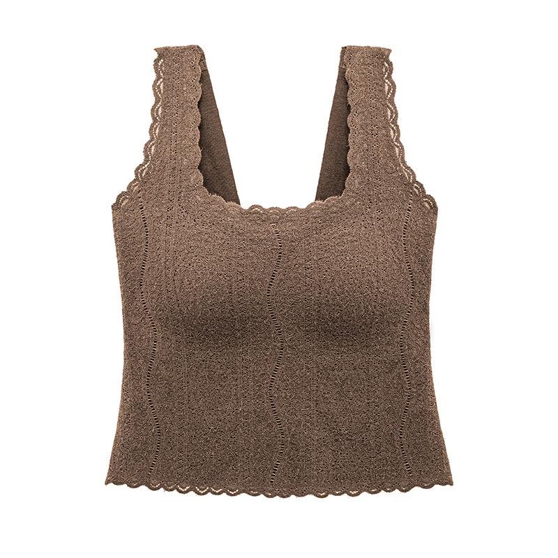 

Стильная кружевная жаккардовая майка: Приятный для кожи, красивая спина, широкие бретели Large