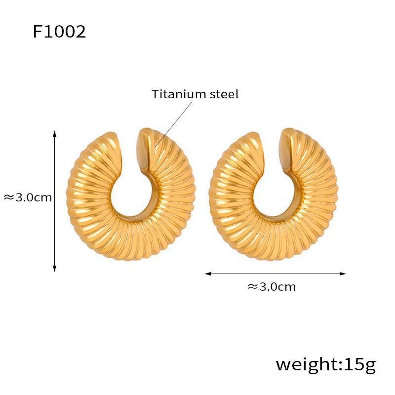 Fashion And Popular Retro Earrings Titanium Steel Plated 18K Gold Weight Color Glaze Ear Clips French Light Luxury Design Earrings Series